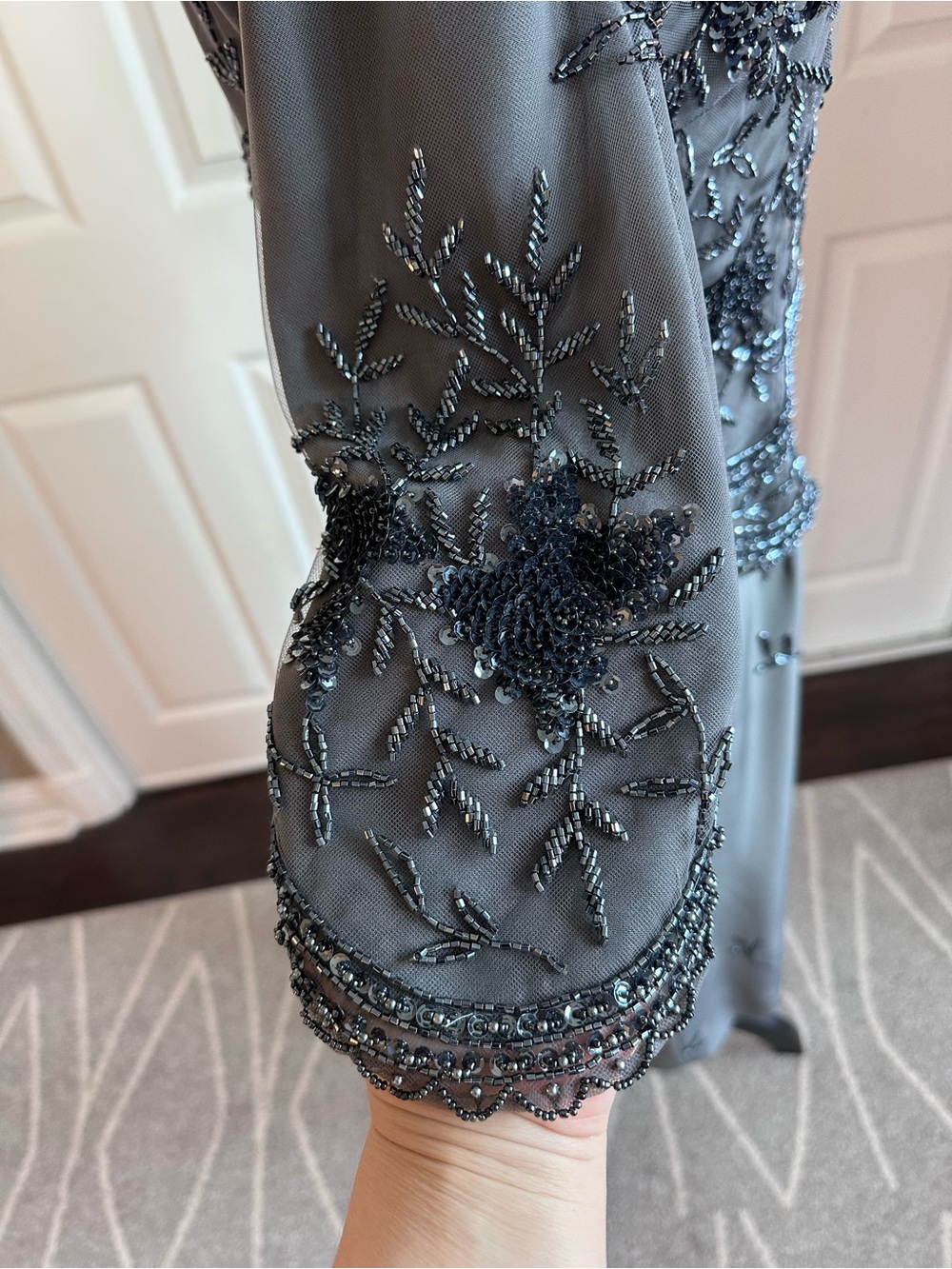 Jovani New York Gray Beaded Mesh Mother of the Bride Groom Gown - Picture 4 of 8